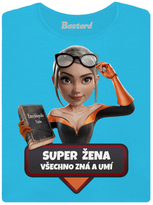 Super máma dámské tričko s lemem Blue Atol