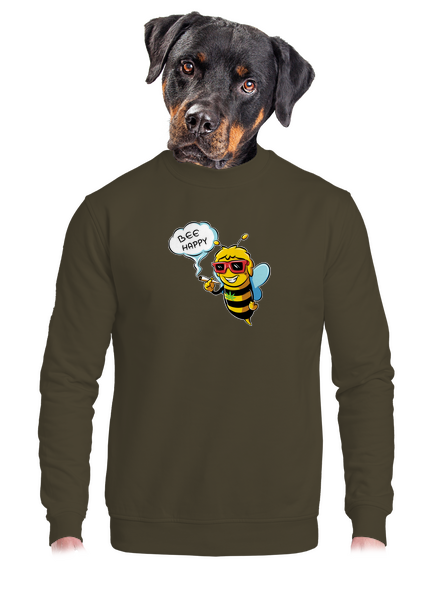 Bee happy unisex mikina bez kapuce Urban Khaki