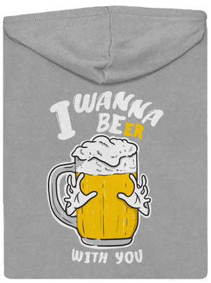I wanna beer pánská mikina na zip Light Melange
