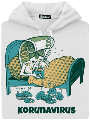 Korunavirus v posteli dámská mikina klokanka White