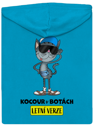 Kocour v botách dámská mikina na zip Blue Atol