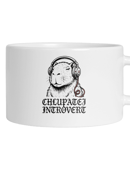 Chlupatej introvert hrnek makronka White