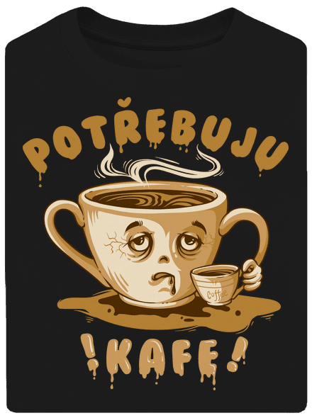 Potřebuju kafe unisex tričko oversized Black
