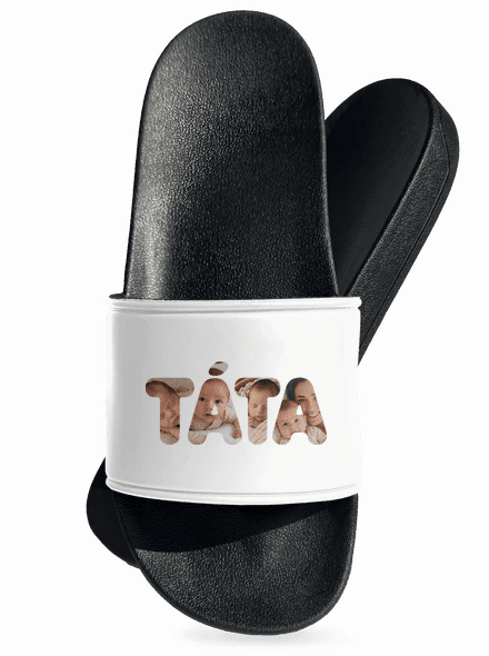 Nápis táta z vlastních fotek pantofle White