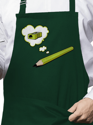 Tužka a Ořezávátko zástěra Bottle Green