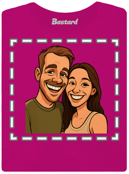 Karikatura z vlastní fotky dámské tričko Fuchsia Red