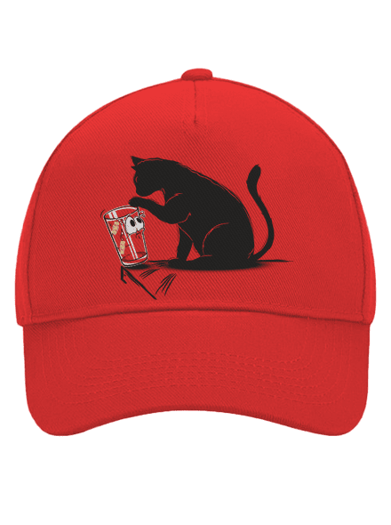 Kočka a sklenice kšiltovka baseballka Classic Red