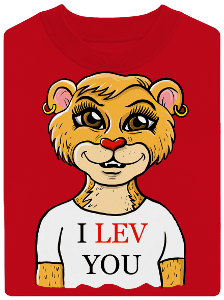 I lev you unisex mikina bez kapuce Red