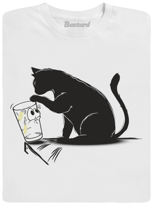 Kočka a sklenice pánské tričko White