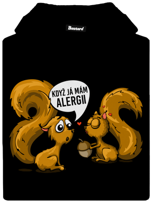 Alergická veverka pánská mikina klokanka Black