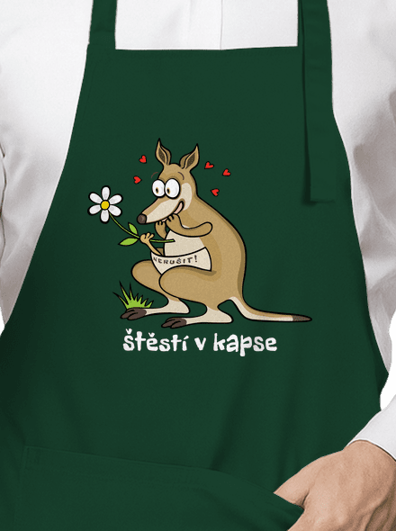 Štěstí v kapse zástěra Bottle Green