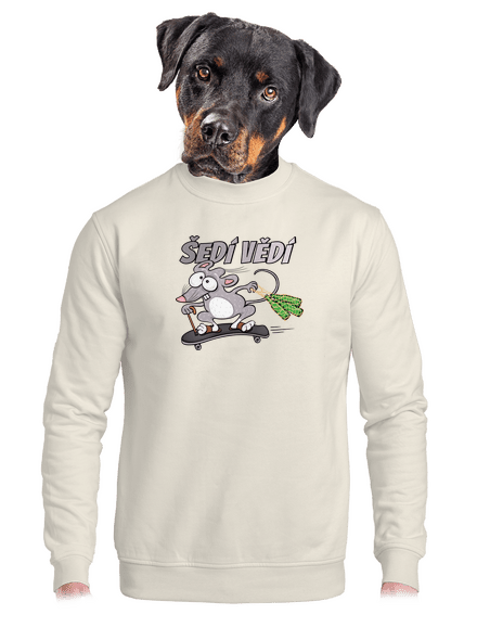 Šedí vědí - myšák unisex mikina bez kapuce Off White