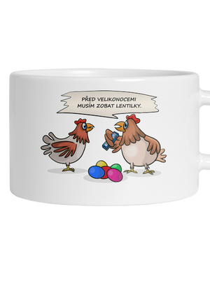 Slepice před Velikonocemi hrnek makronka White