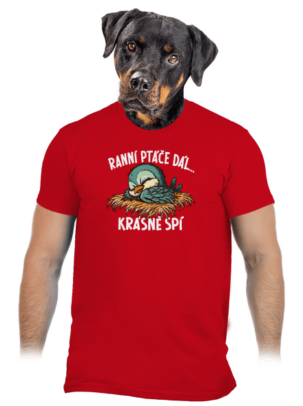 Ranní ptáče spí pánské tričko Red