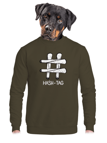 Hash tag unisex mikina bez kapuce Urban Khaki