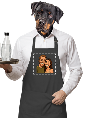 Karikatura z vlastní fotky zástěra Dark Grey