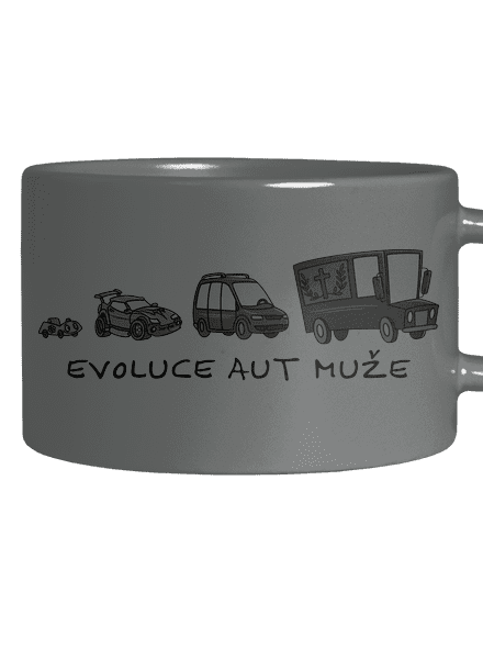 Evoluce aut muže hrnek makronka Grey Macaron