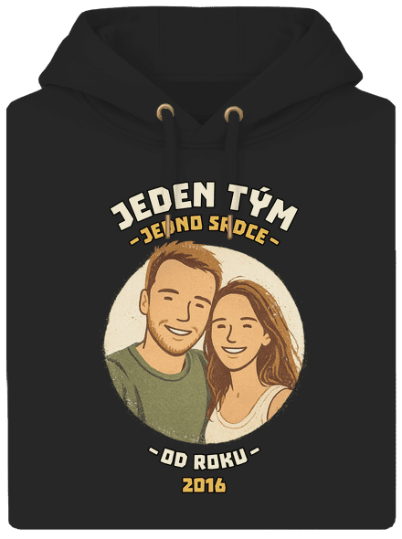 Jeden tým z vlastní fotky unisex mikina premium Dark Black