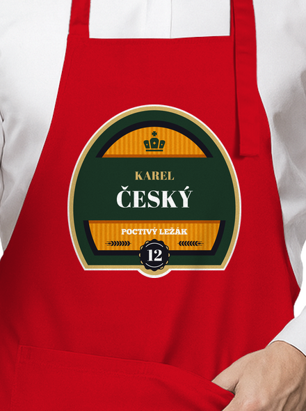 Pivní etiketa zástěra Red
