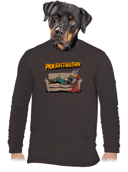 Prokrastináthor pánské dlouhý rukáv Bear Brown