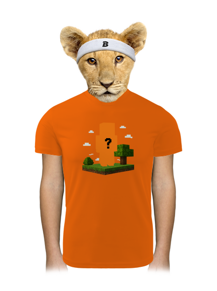 Minecraft z vlastní fotky dětské sportovní tričko Neon Orange