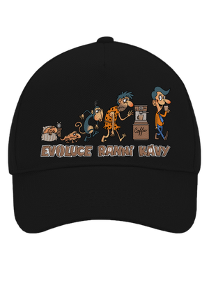 Evoluce ranní kávy kšiltovka baseballka Black