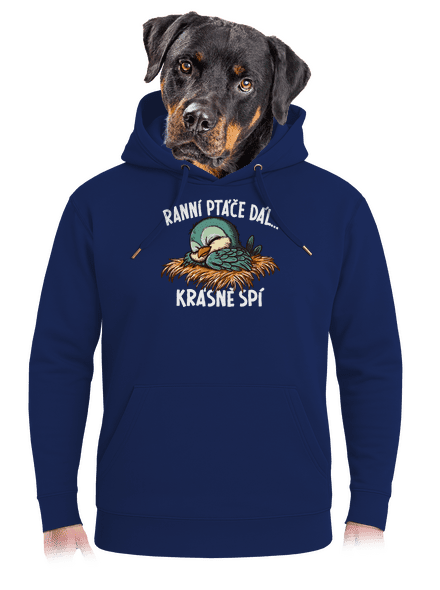 Ranní ptáče spí unisex mikina premium Navy