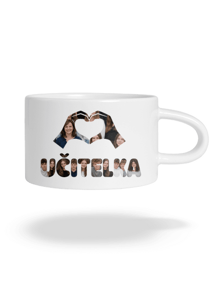 Nápis pro učitele z vlastních fotek hrnek makronka White