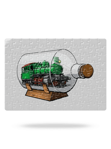 Lokomotiva v láhvi puzzle White