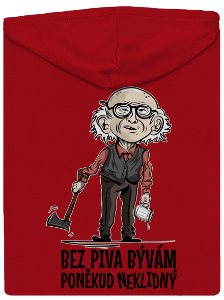 Neklidný bez piva pánská mikina na zip Red