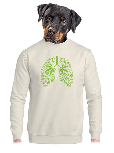 Ganja plíce unisex mikina bez kapuce Off White