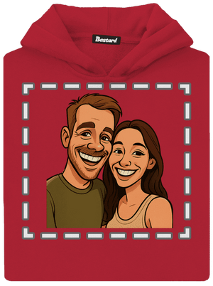 Karikatura z vlastní fotky dětská mikina klokanka Fire Red