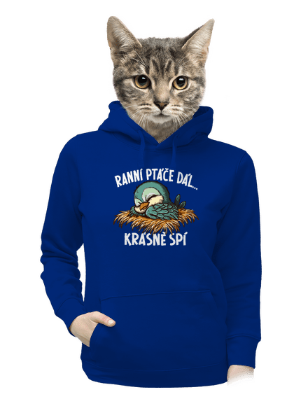 Ranní ptáče spí dámská mikina klokanka Royal Blue Mal