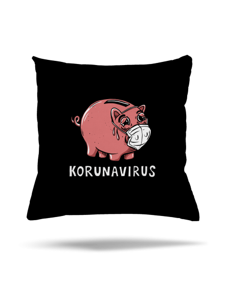 Korunavirus v kasičce polštář Black