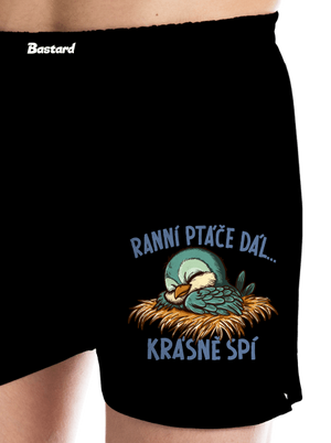 Ranní ptáče spí pánské trenky Black