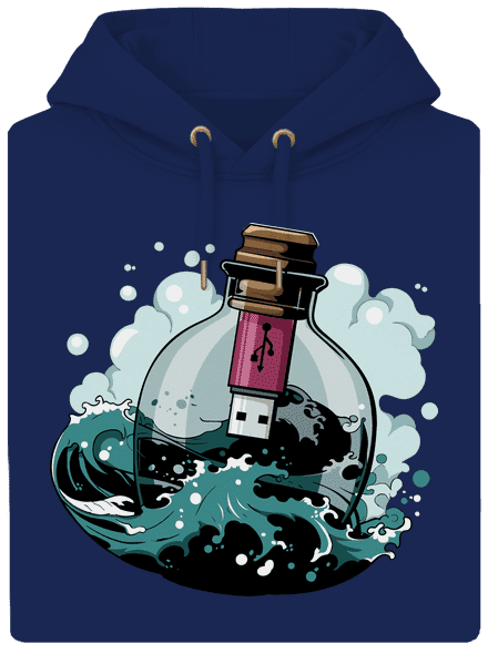 USB vzkaz v láhvi unisex mikina premium Navy