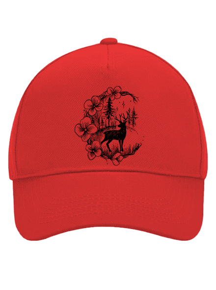 Jelen v květu černý kšiltovka baseballka Classic Red