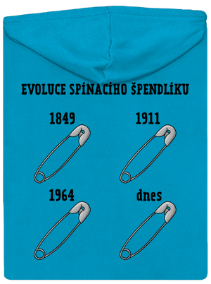 Evoluce spínacího špendlíku dámská mikina na zip Blue Atol