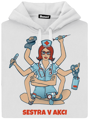 Sestra v akci dámská mikina klokanka White