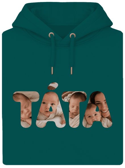 Nápis táta z vlastních fotek unisex mikina premium Emerald Green