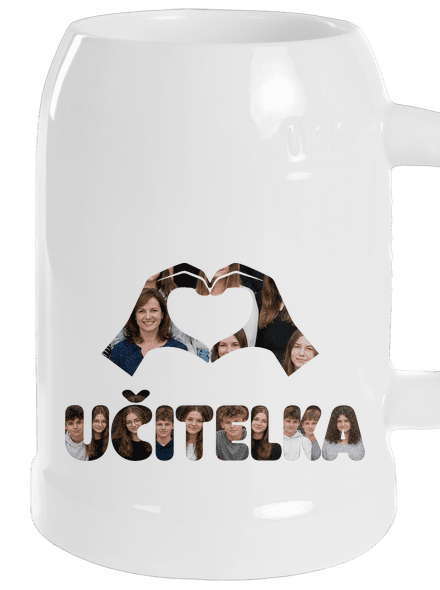 Nápis pro učitele z vlastních fotek půllitr White