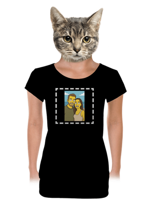 Simpsonovi z vlastní fotky dámské tričko s lemem Black