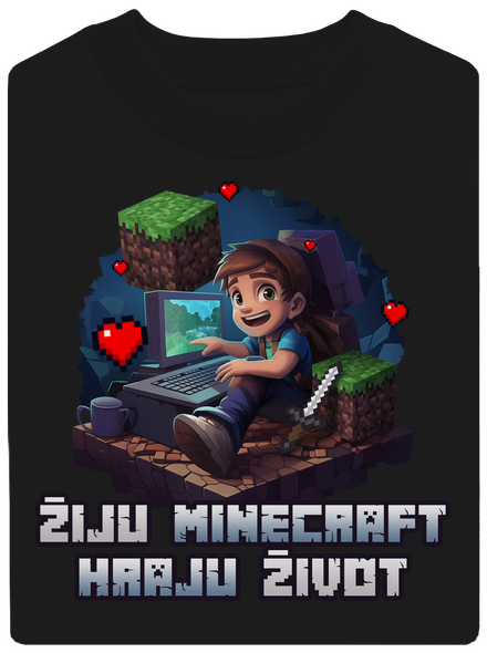 Žiju Minecraft unisex mikina bez kapuce Black