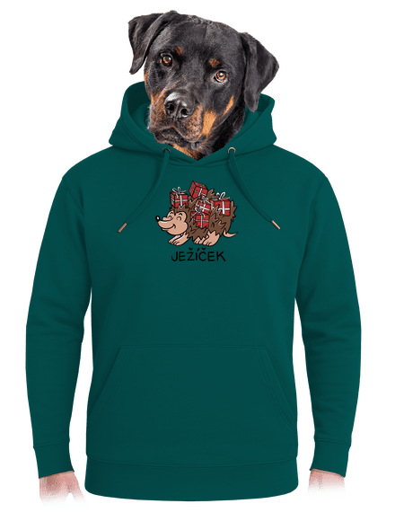 Ježíček unisex mikina premium Emerald Green
