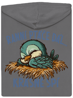 Ranní ptáče spí dámská mikina na zip Steel Gray