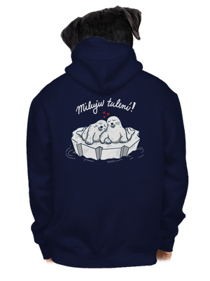 Miluju tulení pánská mikina na zip Navy