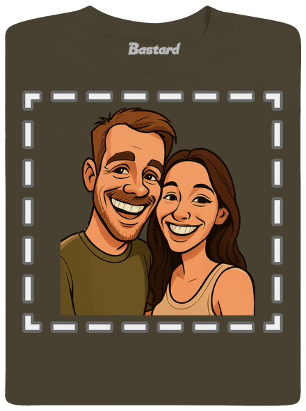 Karikatura z vlastní fotky pánské dlouhý rukáv Urban Khaki