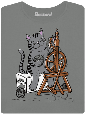 Kočka přede dámské tričko Dark Gray Melange