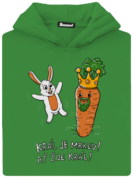 Král je mrkev, ať žije král dětská mikina klokanka Kelly Green AWD