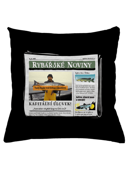Rybářské noviny polštář Black